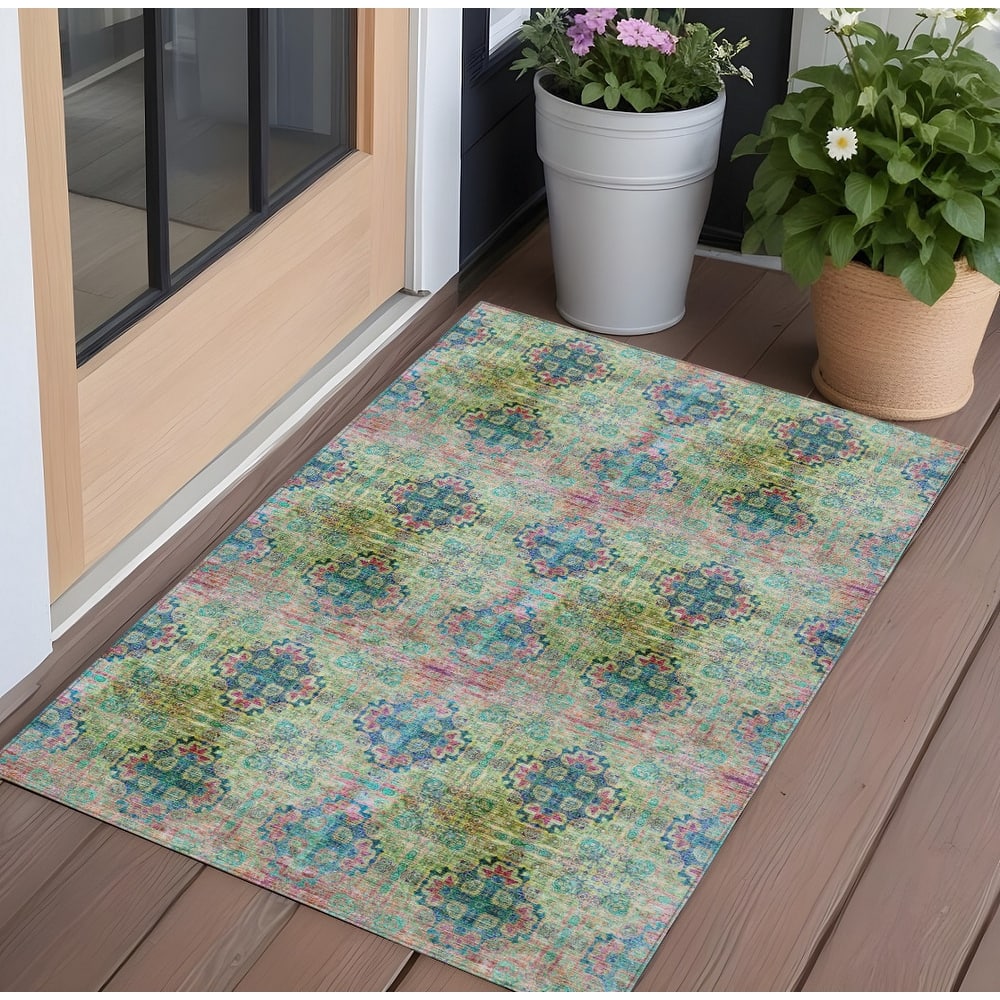 Alnalu Botanic Elegance Weather Resistant Versatile Elegance Runner Outdoor Rug