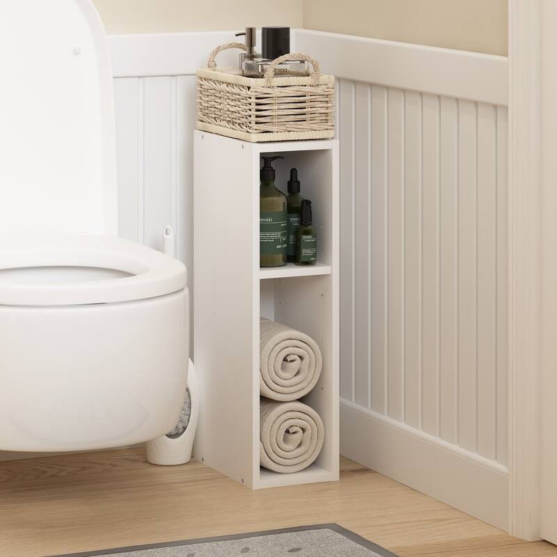 21.18 in. Tall White Wood 2-Shelf Bookcase