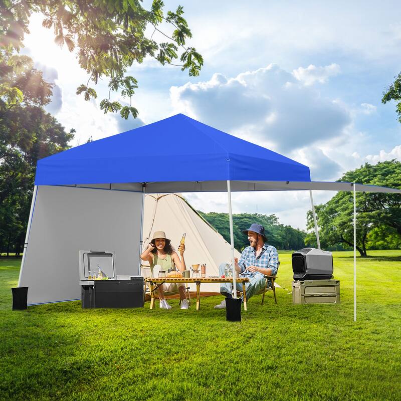 Gymax 14 X 9.2 FT Pop up Canopy Tent w/ 2 Convertible Sidewalls to