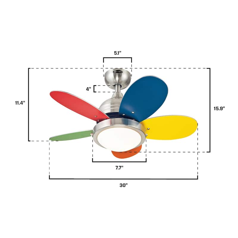 Westinghouse Lighting Roundabout 30-Inch 5-Blade Indoor Ceiling Fan with Dimmable LED Light and Opal Frosted Glass