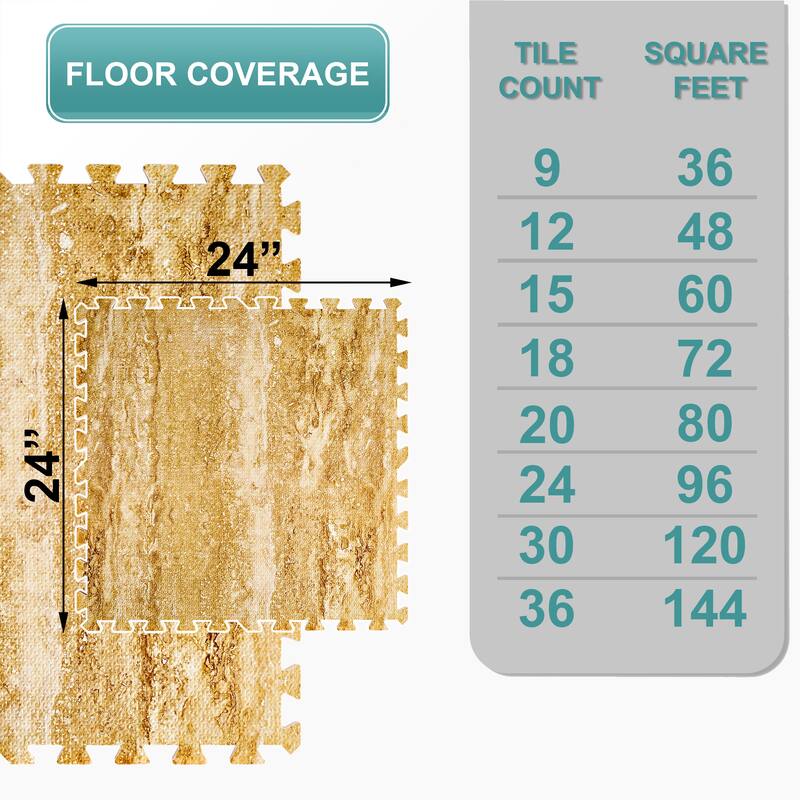 Sorbus 120 Sq. Ft. Wood Grain Floor Tiles Foam Mat EVA Interlocking Mats Tile 3/8-Inch Thick Flooring Wood Puzzle Exercise Mats