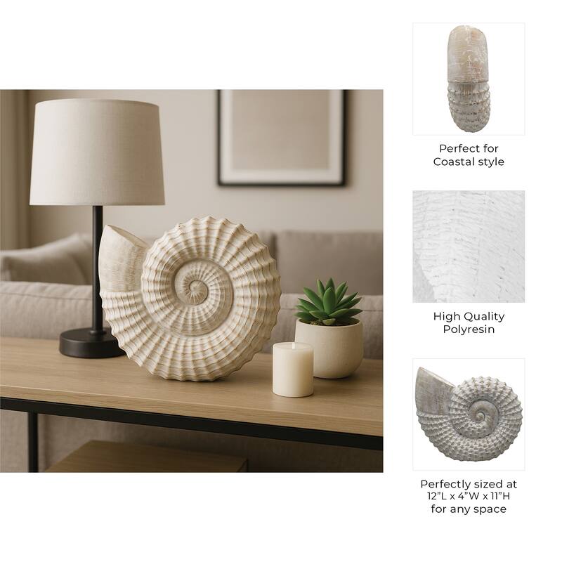 Coastal Decorative Resin Shell Figurine Sculpture - White