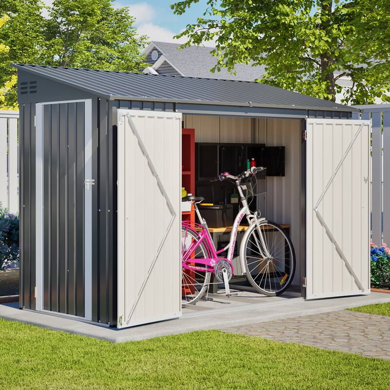 GDFStudio - Lucas All-Weather Outdoor Heavy Duty Metal Storage Shed with Robust Construction and Easy Assembly