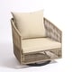 preview thumbnail 29 of 36, 3-piece Cushioned Swivel Patio Wicker Furniture Set Outdoor Rattan Bistro Set
