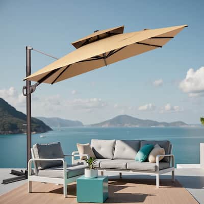 VredHom 9x11 FT Outdoor Double Top Cantilever Offset Patio Umbrella