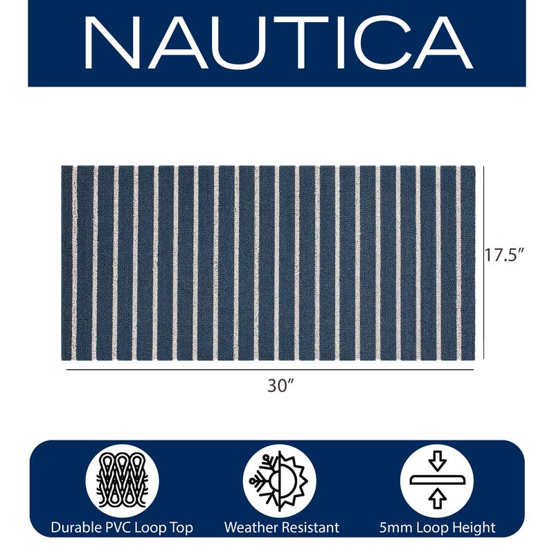 Nautica PVC Loop Utility Indoor/Outdoor Striped Mat