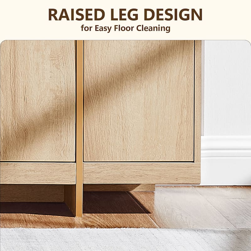 Modern 70" TV Stand, Entertainment Center, Handle-Free Hidden Design