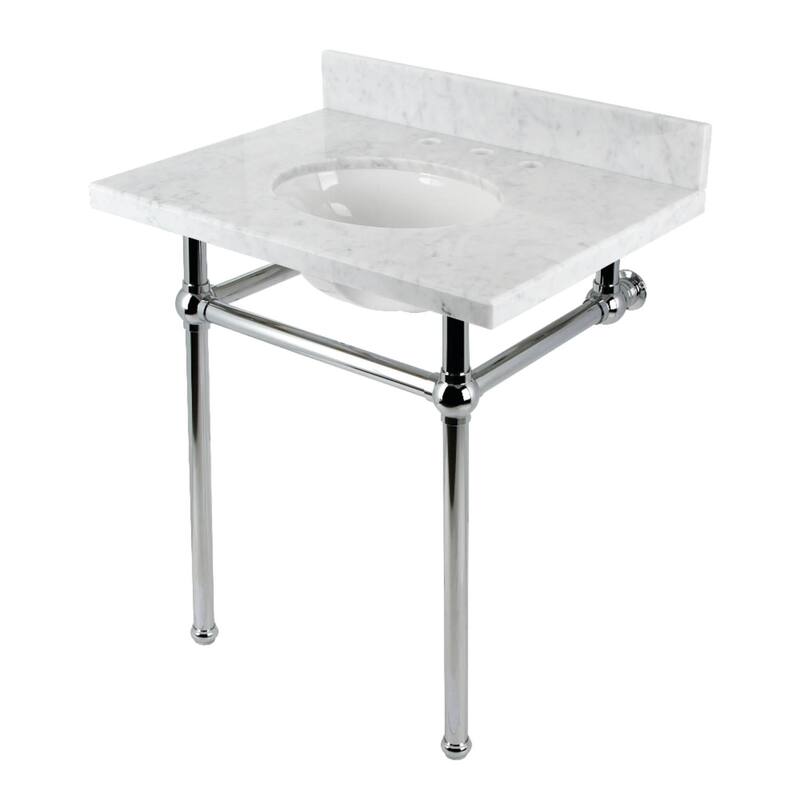 Kingston Brass KVBH3022M8 Addington 30" Rectangular Brass, Marble - Marble White / Polished Chrome