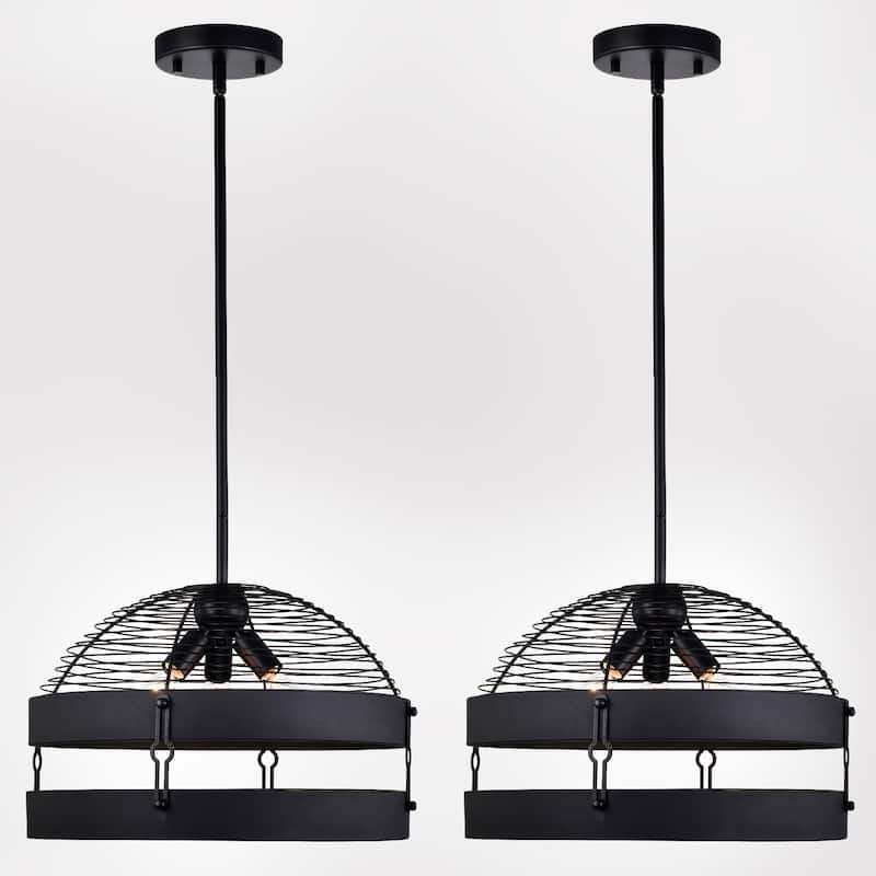 17 Inch Pendant Ceiling Lighted Chandelier Matte Black (SOLD AS A PAIR)