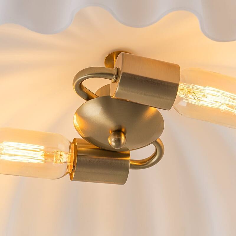 Creative 2-Light Shell Scalloped Glass Semi-Flush Mount - N/A