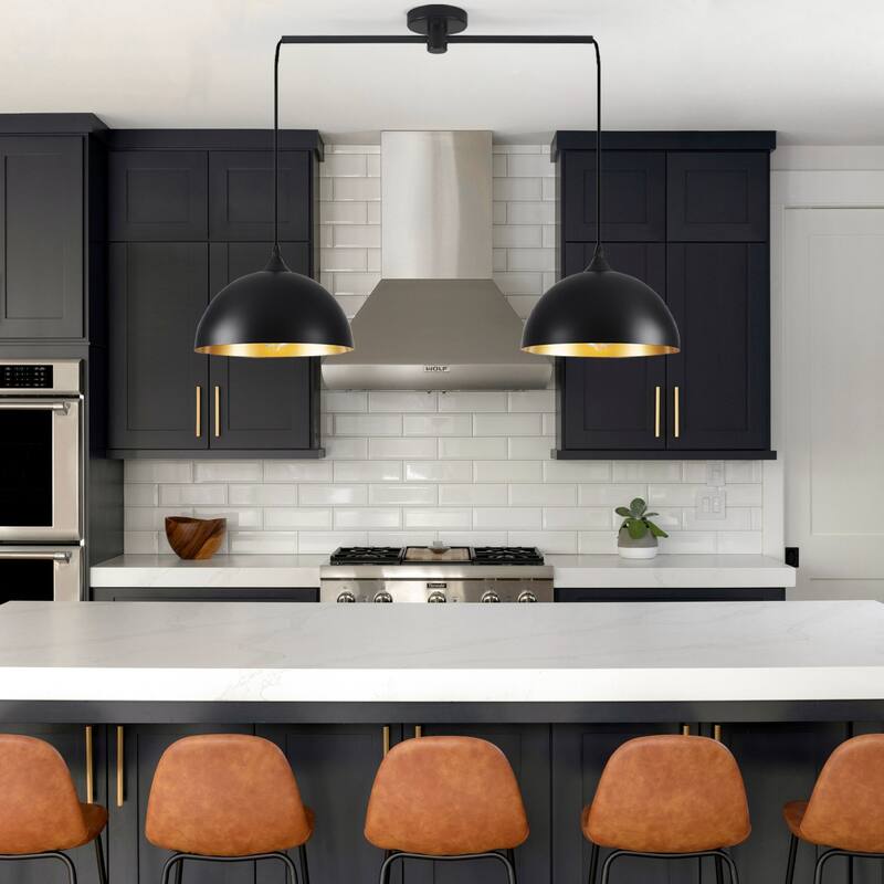 34.64inch 2 Lights Modern Simple Design Pendant with Metal Shade for Living Room Kitchen Island