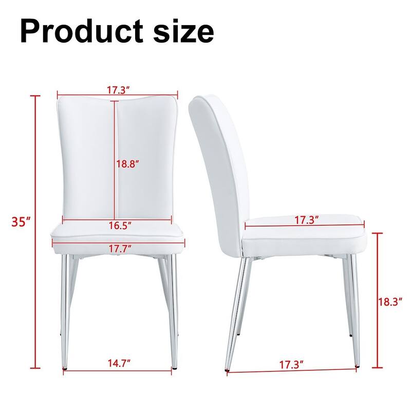 Modern PU Leather Minimalist Dining Chairs Set of 4