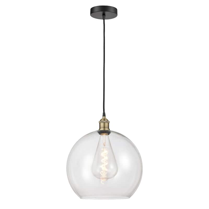 Innovations Lighting Athens - 1 Light 14" Cord Hung Pendant - Clear/Black Antique Brass