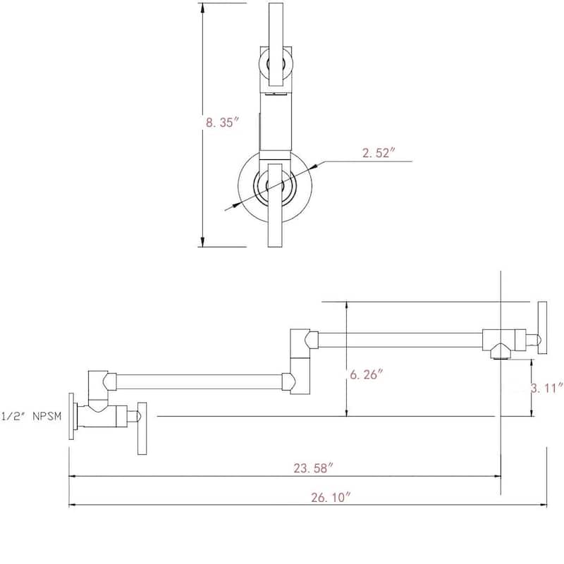 Wall-Mounted Pot Filler Faucet