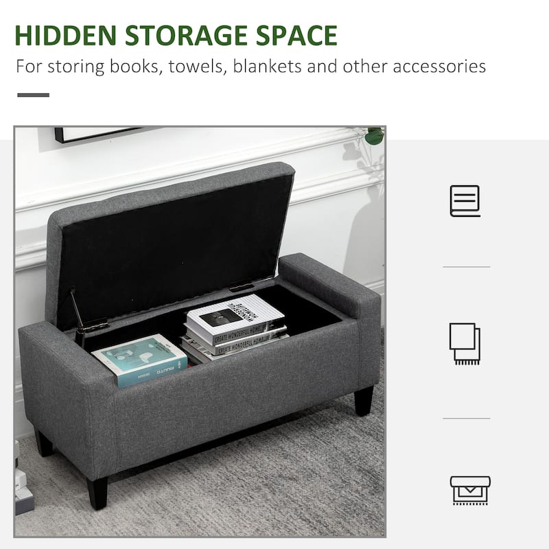 HOMCOM Ottoman Bench Tufted Storage Chest with Flipping Top, 36.25"W x 15.75"D x 15.75"H