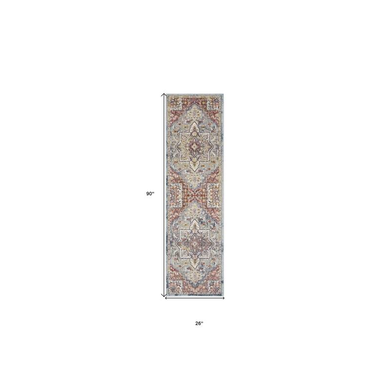 Hoga Power Loomed Distressed Abstract Floral Traditional Stain Resistant Area Rug By HomeRoots - 90' X '26' X '0.5
