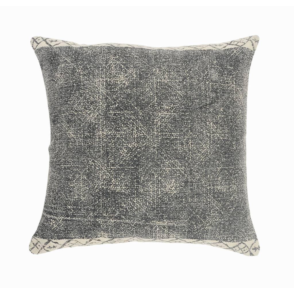 20" Gray with White Tribal Border Square Throw Pillow