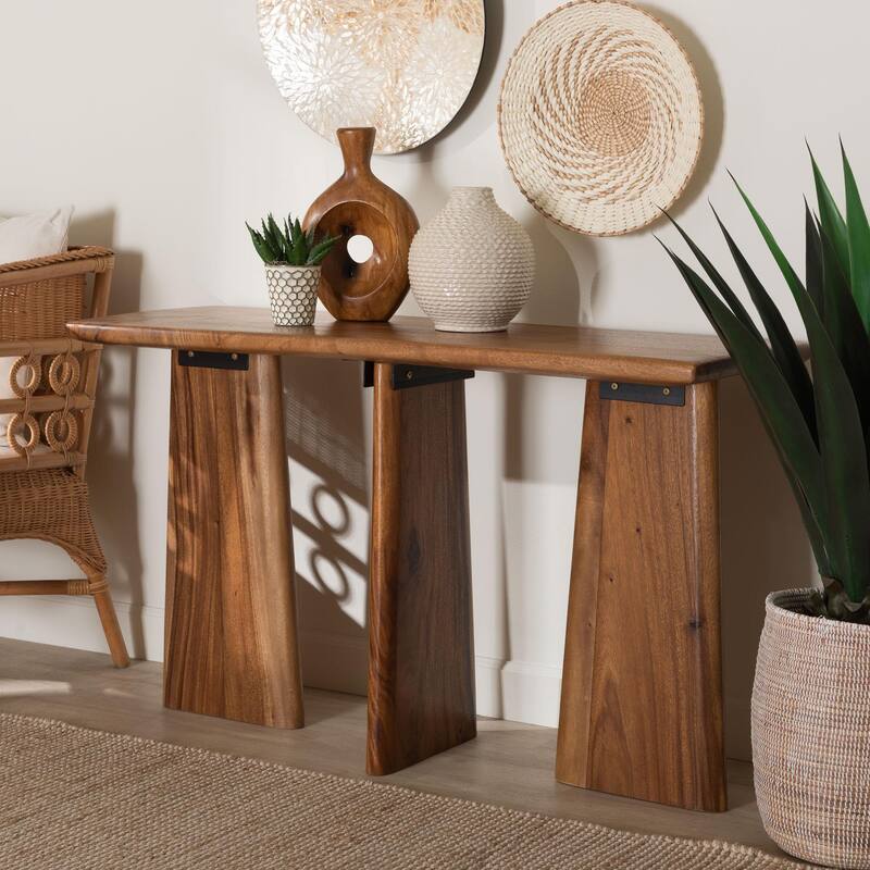 Caruso Suar Wood Console Table - Live Edge Statement Table for Entryway or Living Room