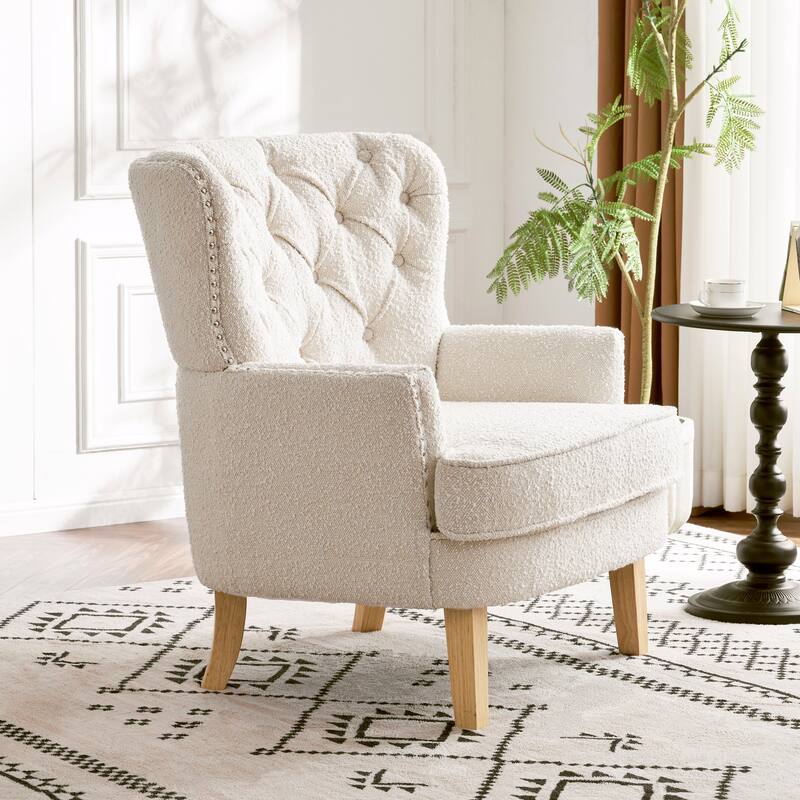 Almond Wood+Fabric Club Chair 30x30x34 inches