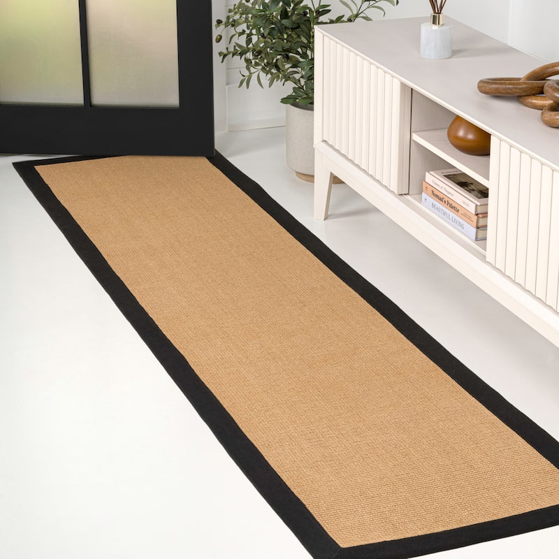 Camden Farmhouse Cottage Border Jute Area Rug