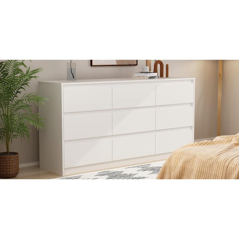 Modern Dresser for Bedroom 9 Drawers Wood Dresser Chest of Drawers