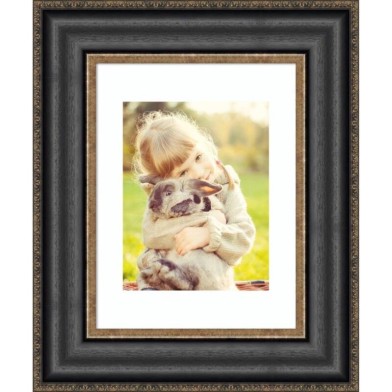 Thomas Black Bronze Framed Picture Frame, Photo Frame - 11x14 Matted White 8x10