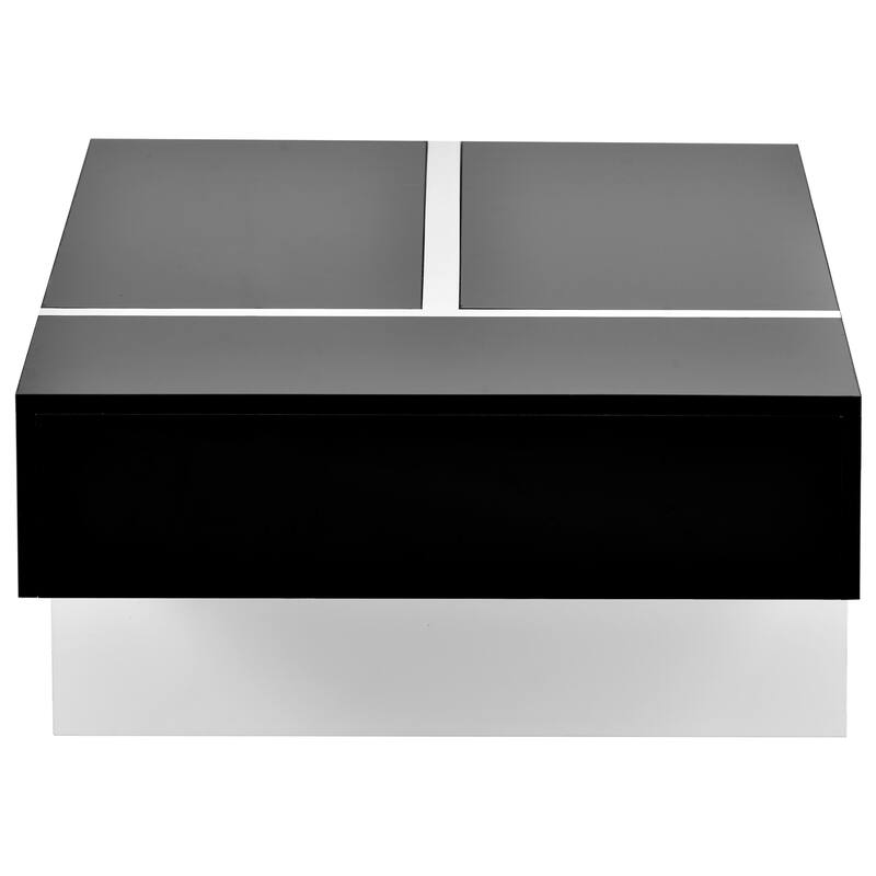 Roomfitters Modern Rectangle Coffee Table with High Gloss Finish, Contemporary Center Table for Living Room or Sofa Seating