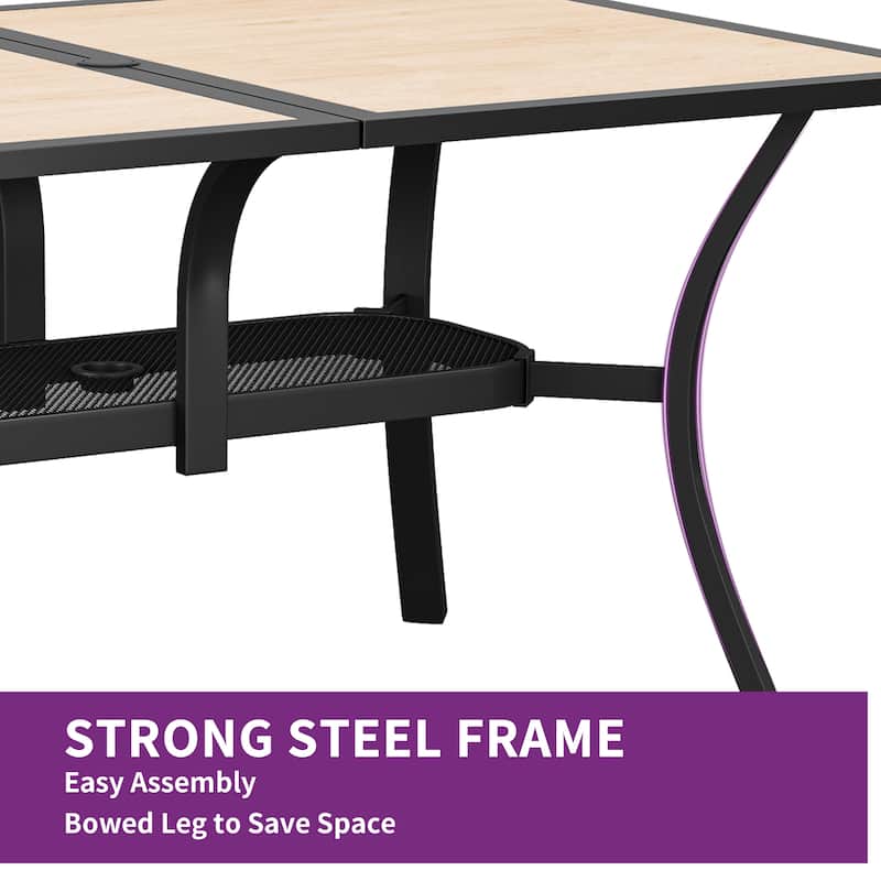 Metal Outdoor Dining Table with Umbrella Hole
