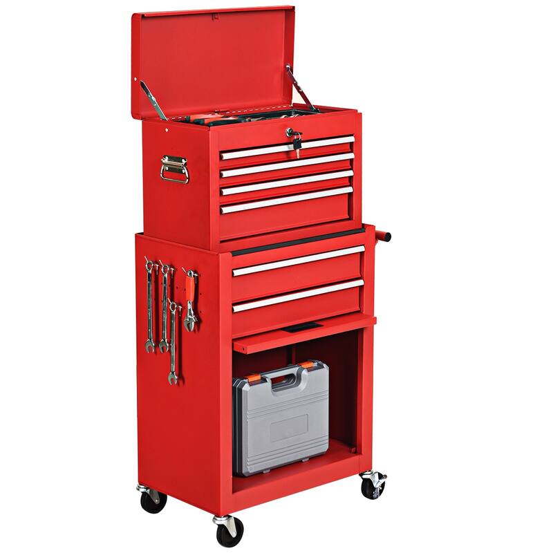 Costway 2 in 1 Rolling Cabinet Storage Chest Box Organizer w/ 6 - See Details