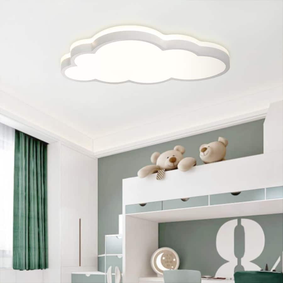 Dimmable White Cloud LED Flush Mount Light - Kids Lighting 20in