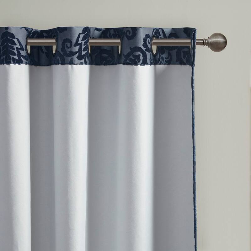 Knitted Jacquard Paisley Total Blackout Grommet Top Curtain Panel(Only 1 Pc Panel)