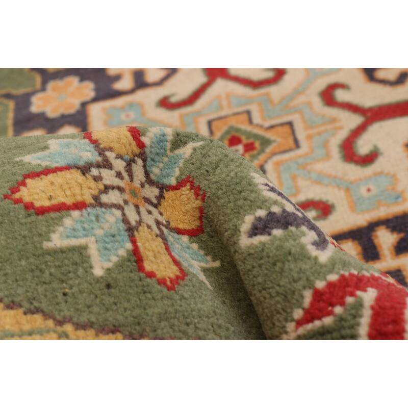 ECARPETGALLERY Hand-knotted Uzbek Ghazni Green Wool Rug - 5'0 x 5'0