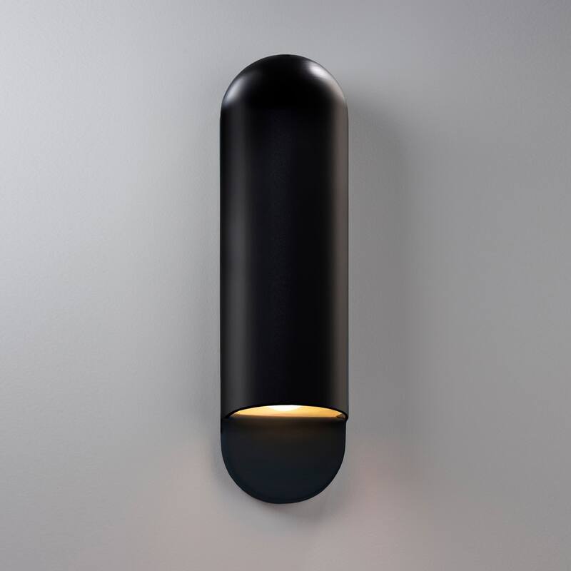 Justice Design Group Ambiance Carbon Matte Black Large ADA Capsule Wall Sconce