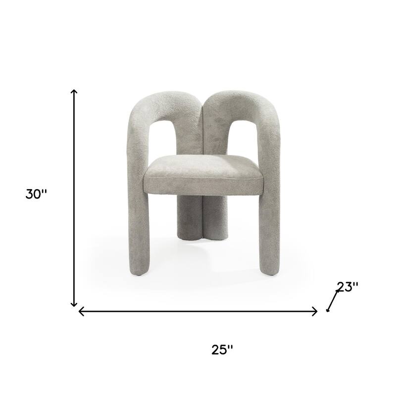 HomeRoots Dark Gray Boucle Partially Open Back Dining Arm Chair - 25.00 in. x 30.00 in. x 23.00 in.