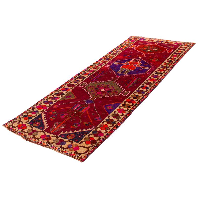 ECARPETGALLERY Hand-knotted Melis Vintage Dark Red Wool Rug - 4'7 x 12'7