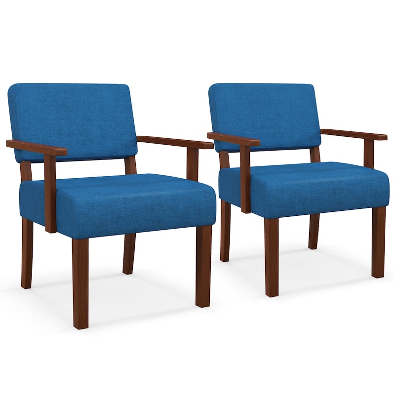 Costway 2PCS Linen Accent Chair Living Room Chair with Soft Padded - See Details - Blue