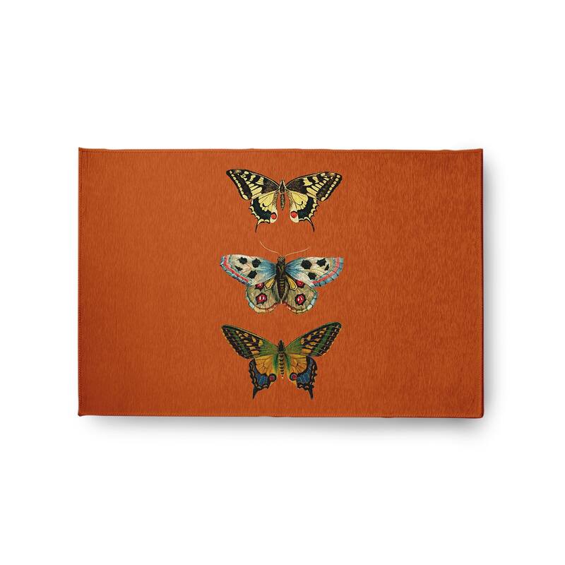 Butterflies Novelty Chenille Area Rug - Perfect Orange - 24" 36"