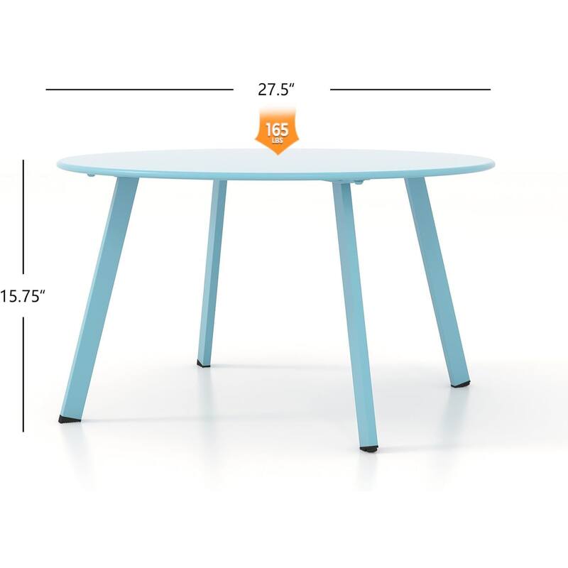Clihome Patio Round Metal Coffee Table, Outdoor Side Table