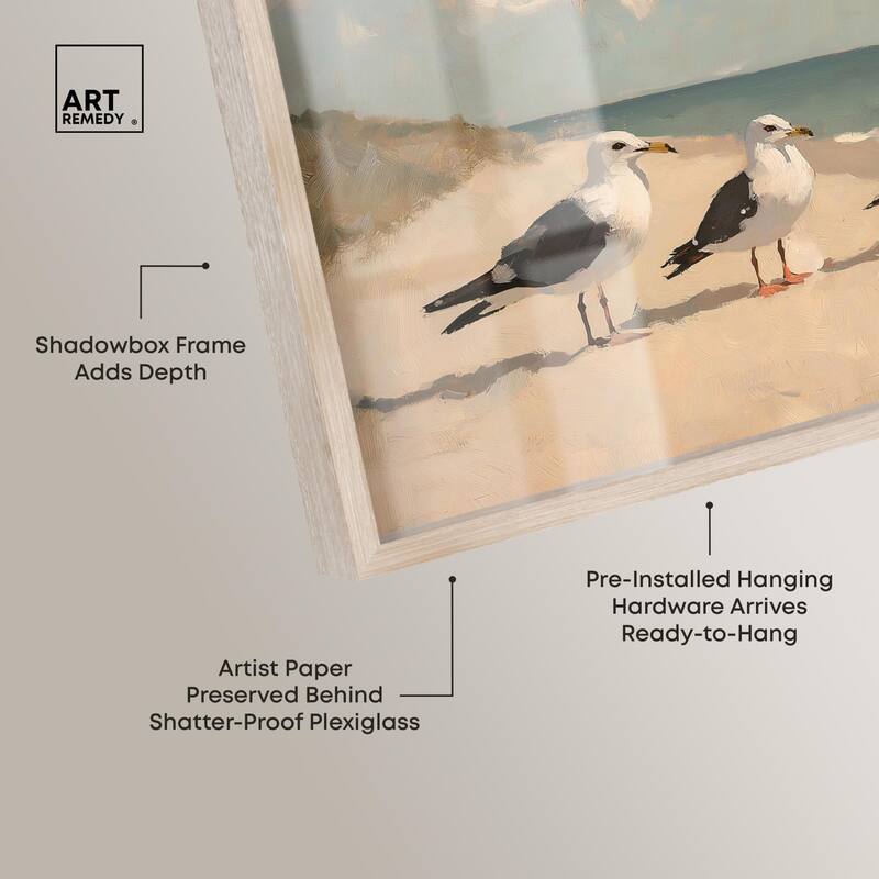 Seagulls at the Beach I Shadowbox by Art Remedy