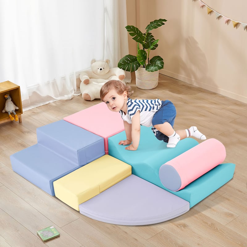 Soft Climb and Crawl Foam Playset 6 in 1, Soft Play Equipment Climb and Crawl Playground for Kids, Indoor Active Play Structure