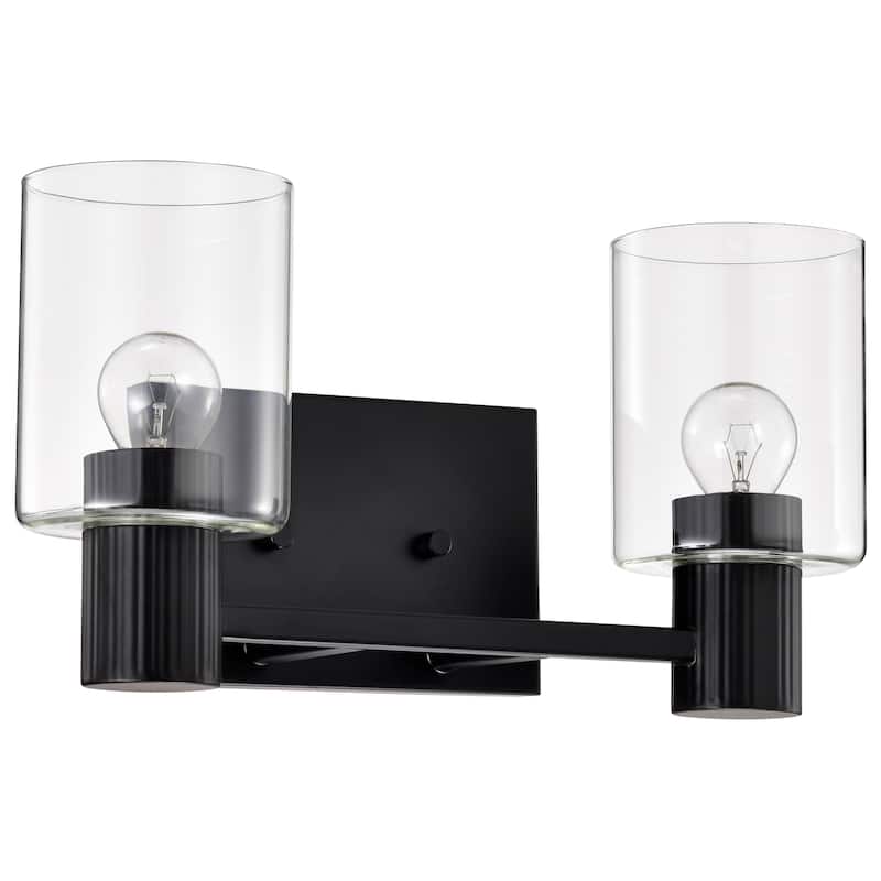 Clarksville 2 Light Vanity Matte Black with Clear Glass - Matte Black