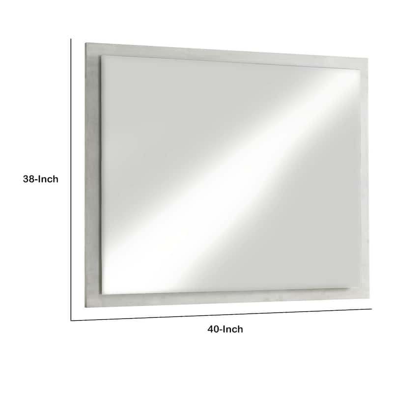 40 Inch Rectangular Wooden Frame Modern Mirror, Gray