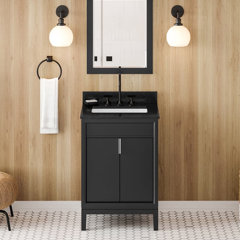 Jeffrey Alexander VKITTHE24R-GRANITE Theodora II 24" Free Standing - Black / Black - Anthracite Finish