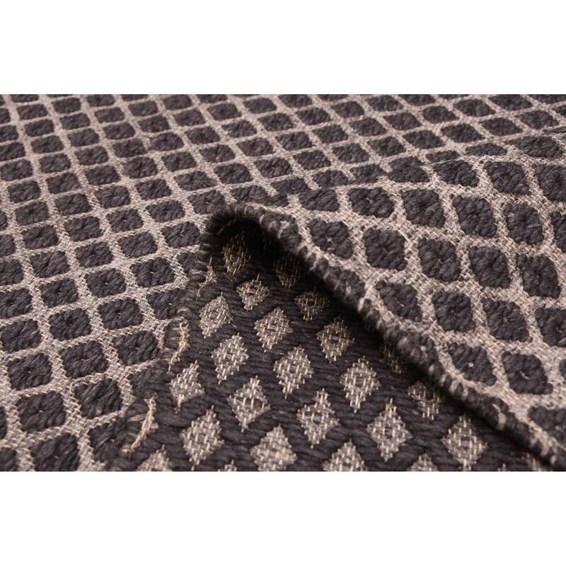 ECARPETGALLERY Braid weave Sienna Dark Grey Wool Rug - 5'0 x 7'6