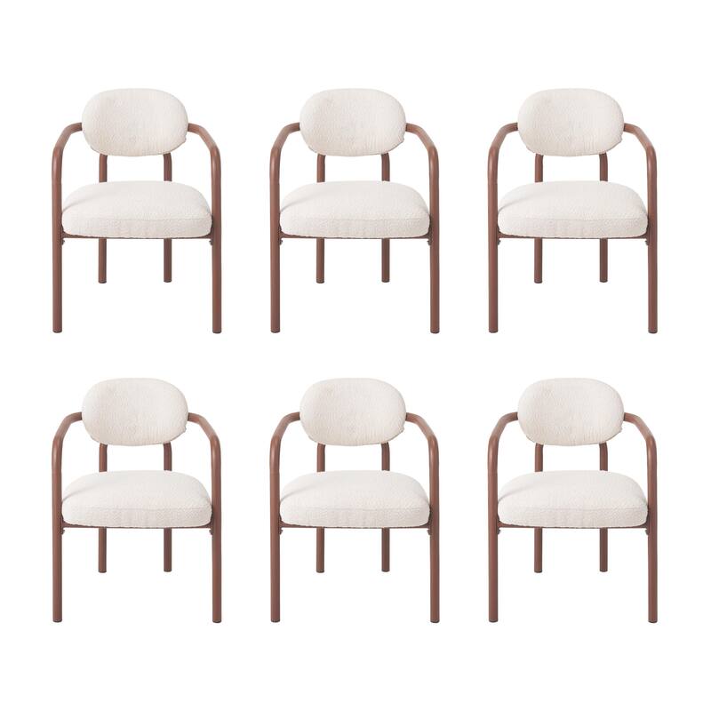 Christopher Knight Home - Maplehaven Modern Upholstered Metal Dining Chair with Maple Grain Finish - Set of 6 - Walnut
