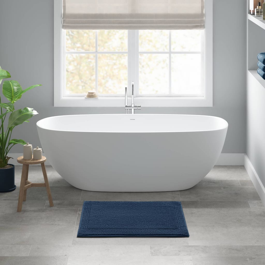 1 PCS 17x24" Tufted 3000 GSM Reversible Bath Rug Navy - 2' x 1'