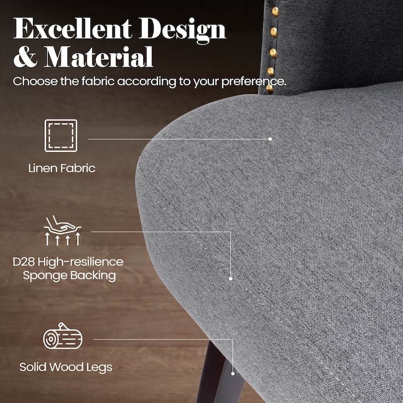 Bar Stools PU Leather / Linen Fabric Upholstered Wood Swivel Barstool Set of 2 or 4
