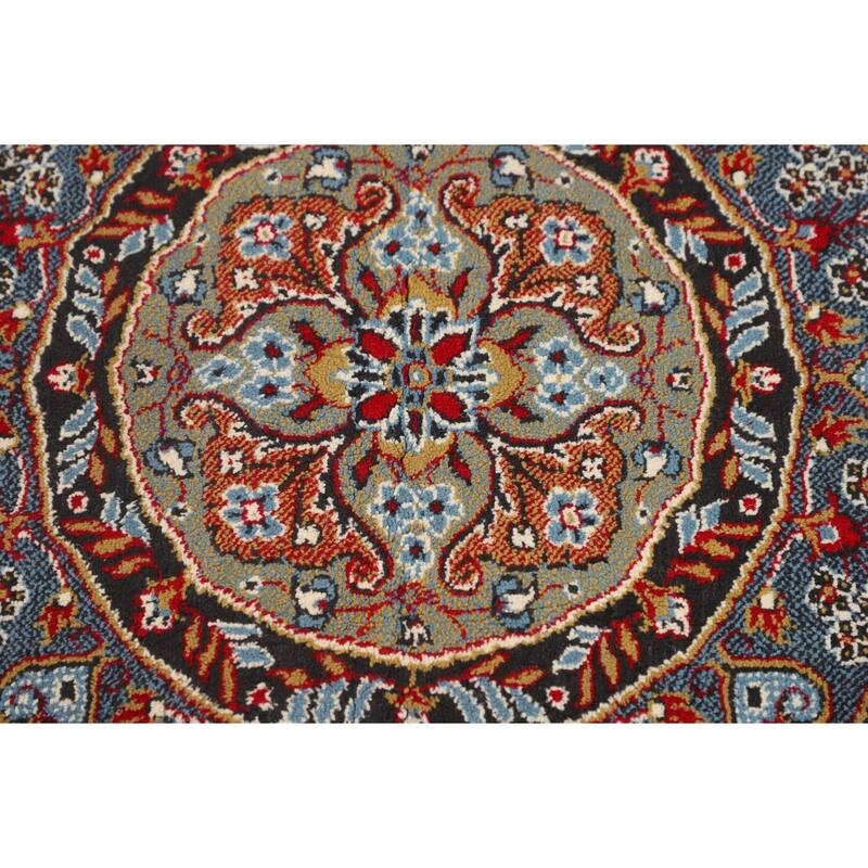 Floral Red Kashan Turkish Rug Machine-Made Oriental Carpet - 9'7" x 13'1"