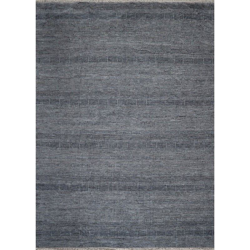 Hand Knotted Blue Tibetan Wool and Silk Oriental Area Rug (10x14) - 10' x 14'