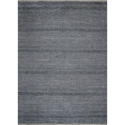 Hand Knotted Blue Tibetan Wool and Silk Oriental Area Rug (10x14) - 10' x 14'